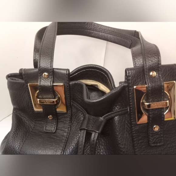 Kate Spade Pebbled Leather Black Satchel with Gold Accents - Picture 4 of 8